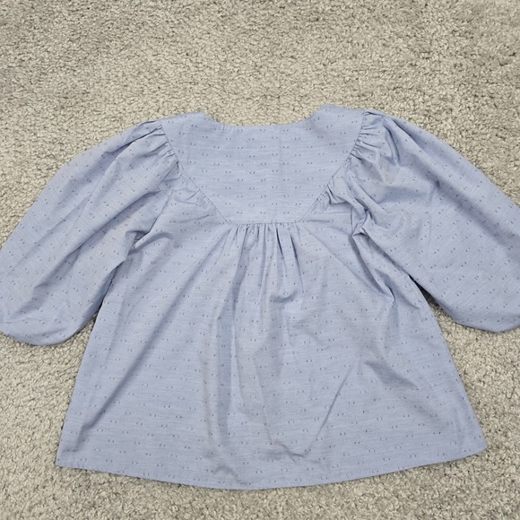 Pomander Place Women Chambray Puff Sleeve‎ Blouse Size XS Feminine Preppy - Picture 8 of 12